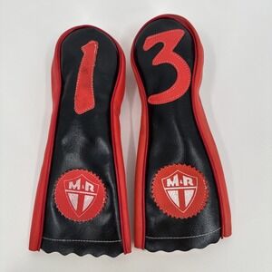 Golf Club Wood‎ Head ?? Covers 1+3  Red & Black Faux Leather M & R Japan Vintage